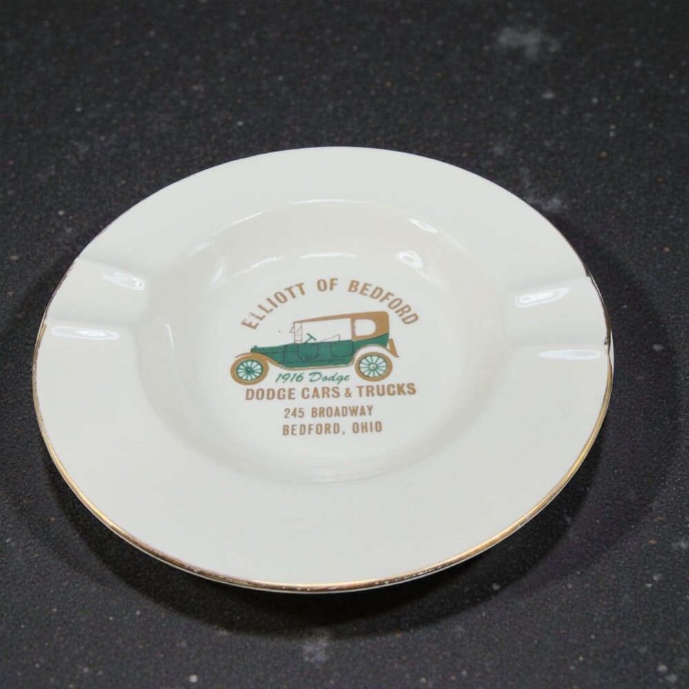 Harker Pottery Company Stoneware Ashtray Dish Plate Elliot‎ Of Bedford Dodge Car